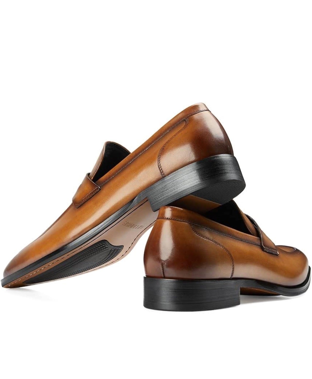 GUESS Men’s Brown Leather Loafers – Size 9.5
