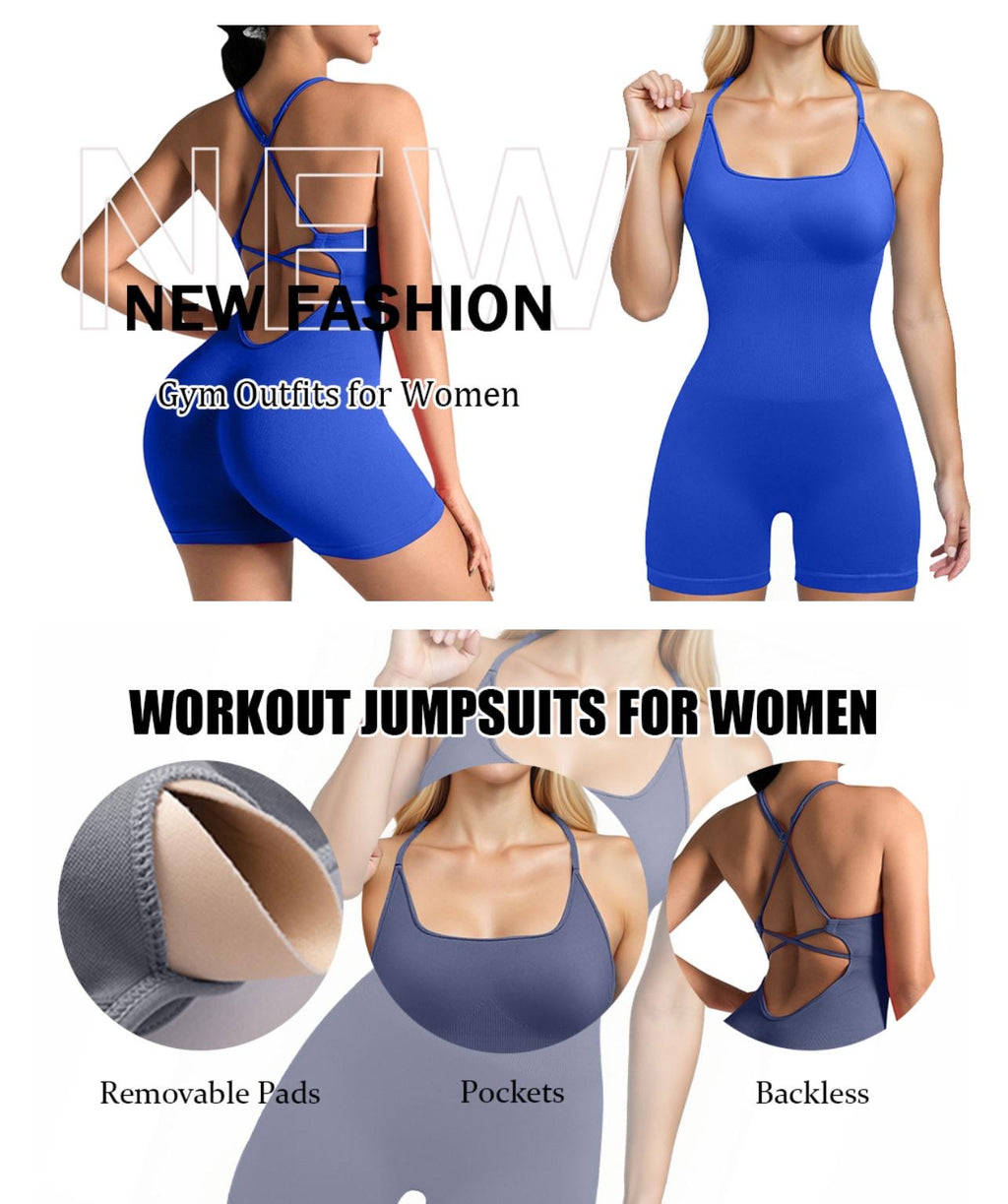 Solid Women Jumpsuit Skinny Short High Elasticity Nylon
Bodysuit Yoga Sports Workout
Gym One Piece