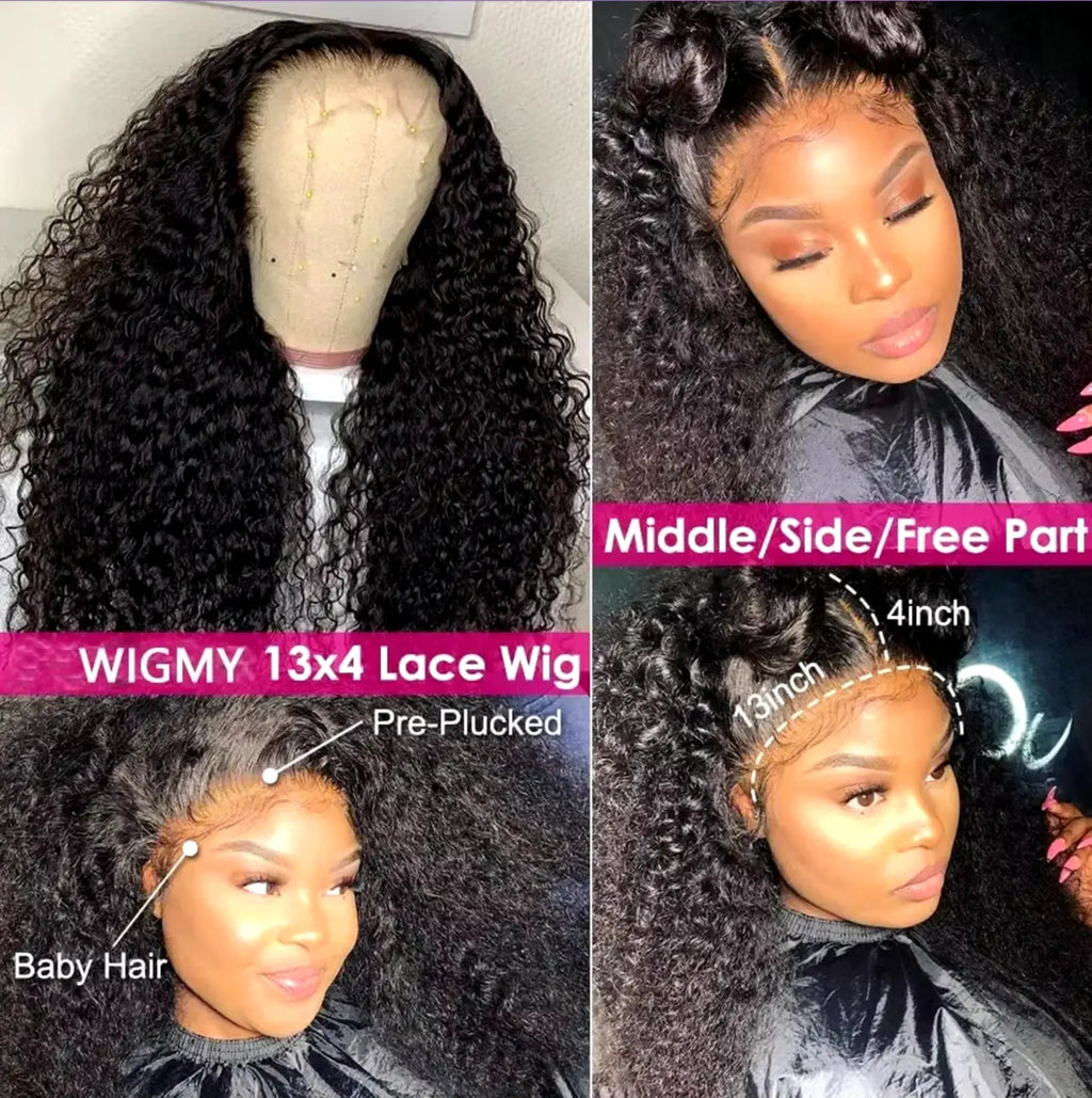 Mongolian | Kinky Curly | Human Hair | Lace Front | Lace Closure Wig