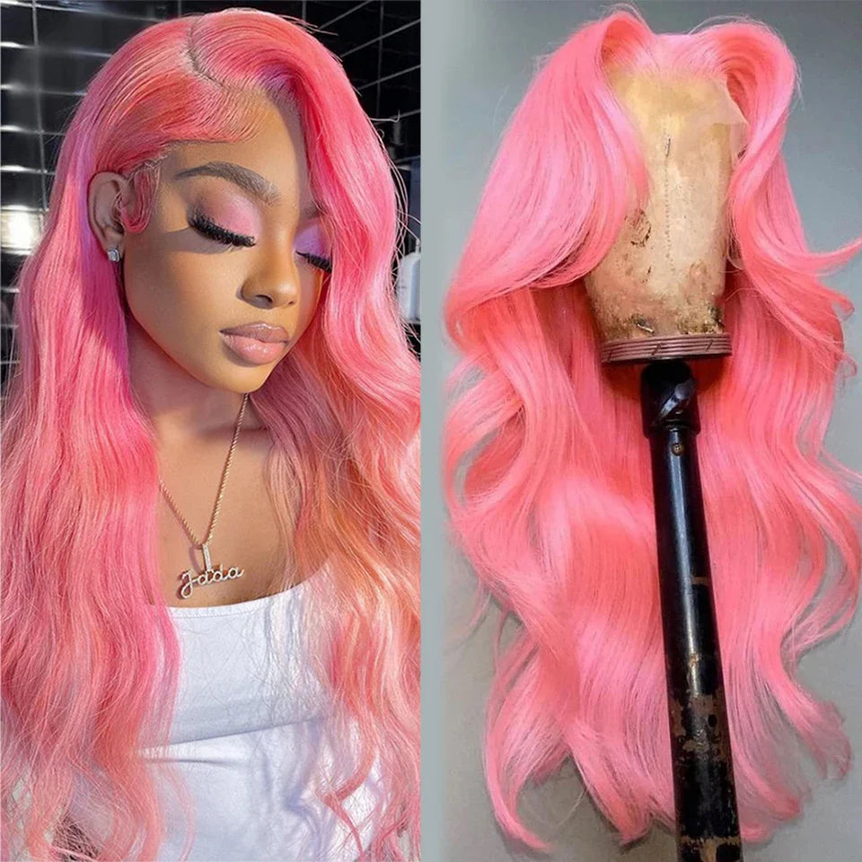 Pink Wig Body Wave 13x4 HD Lace Front Human Hair Wig