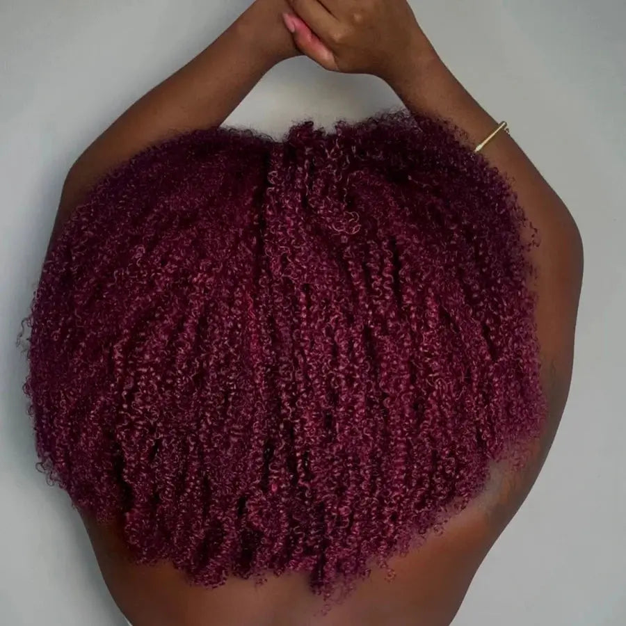 Short Bob | 99J | Curly | Bob | Red | Burgundy | Non Lace Front | Bangs | Human Hair Wigs