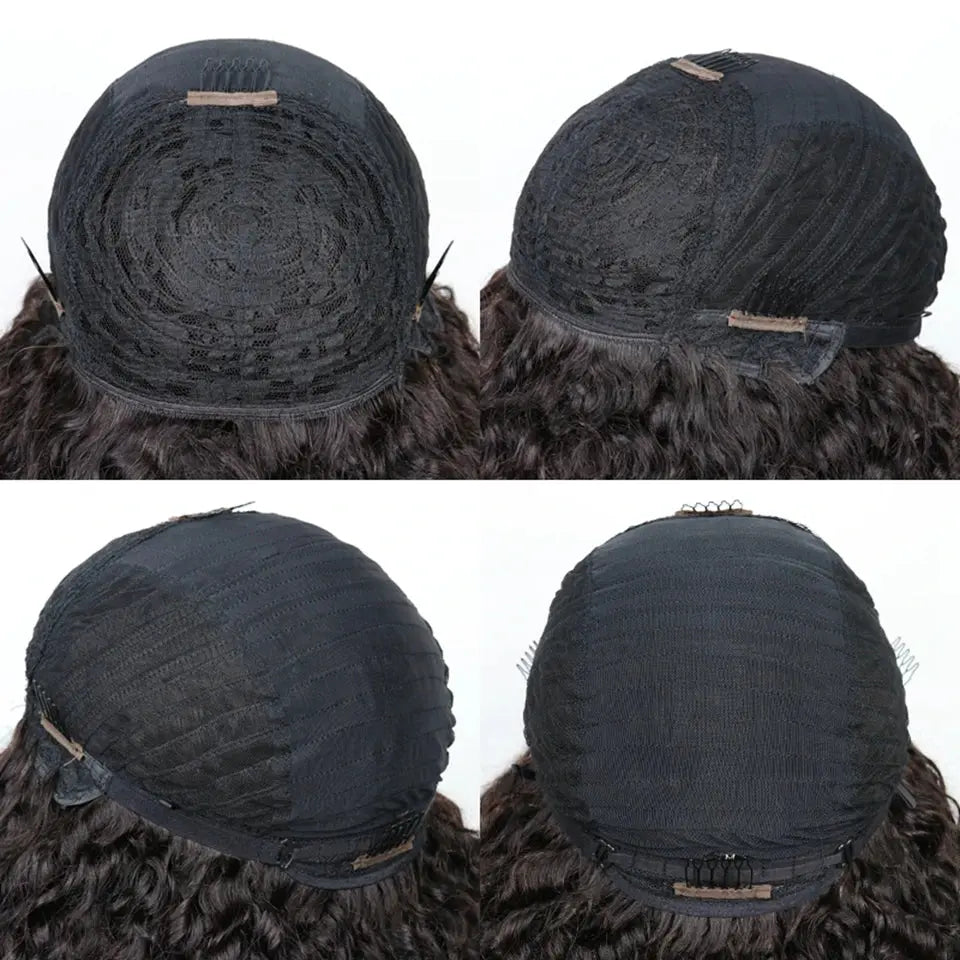 Short Bob | 99J | Curly | Bob | Red | Burgundy | Non Lace Front | Bangs | Human Hair Wigs