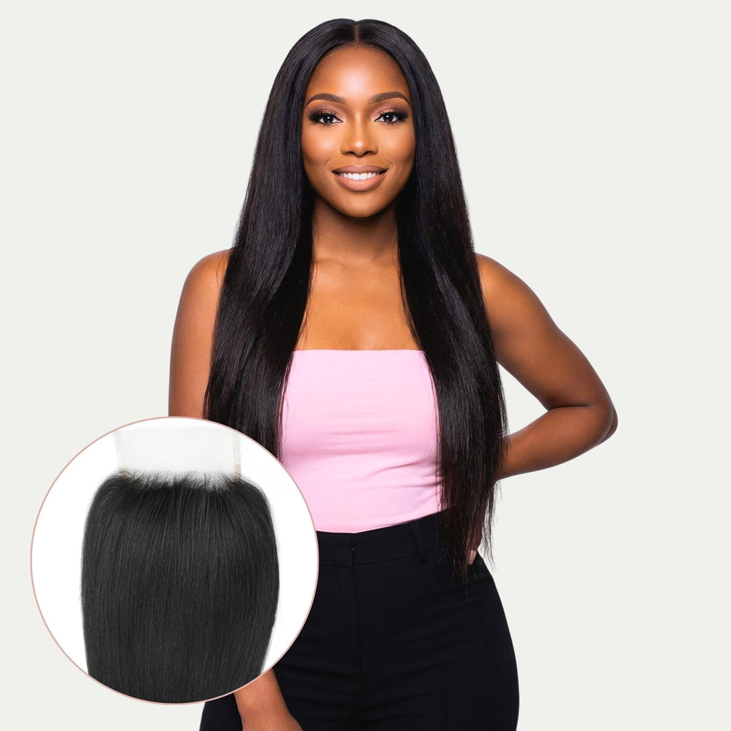 Yaki Straight 4x4 Transparent Lace Human Hair Closure