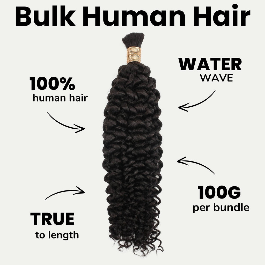 Water Wave Bulk 100% Human Braiding Hair