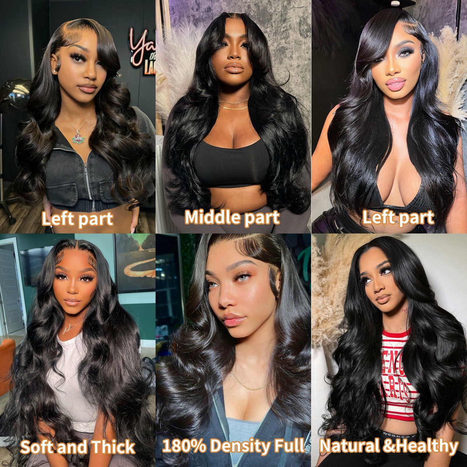 Qunali 13x4 HD Lace Front Human Hair Wig Body Wave 180% Density 22”